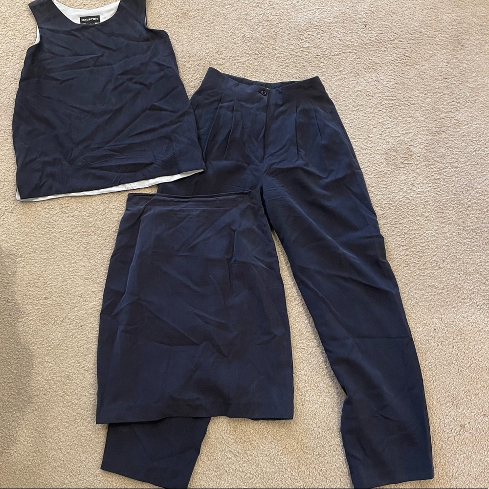 Vintage Halston 3 piece silk lined set - size 4